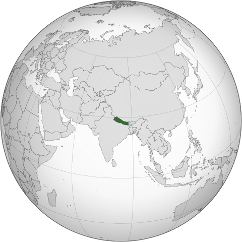 Nepal center of the world map